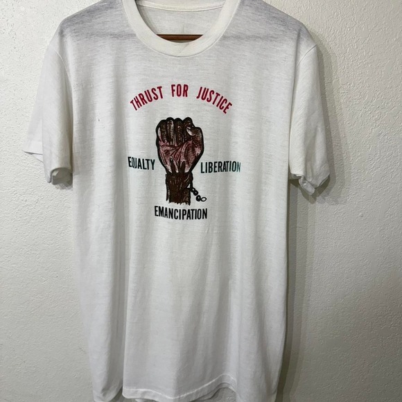 Other - Thrust for justice 1980s white single stitch cotton t-shirt